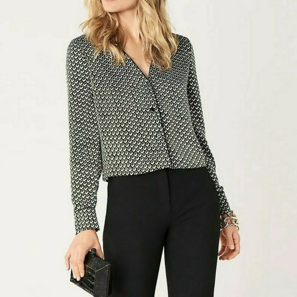 NWT Diane von Furstenberg Geometric Print Button-Up BlouseWork to Weekend